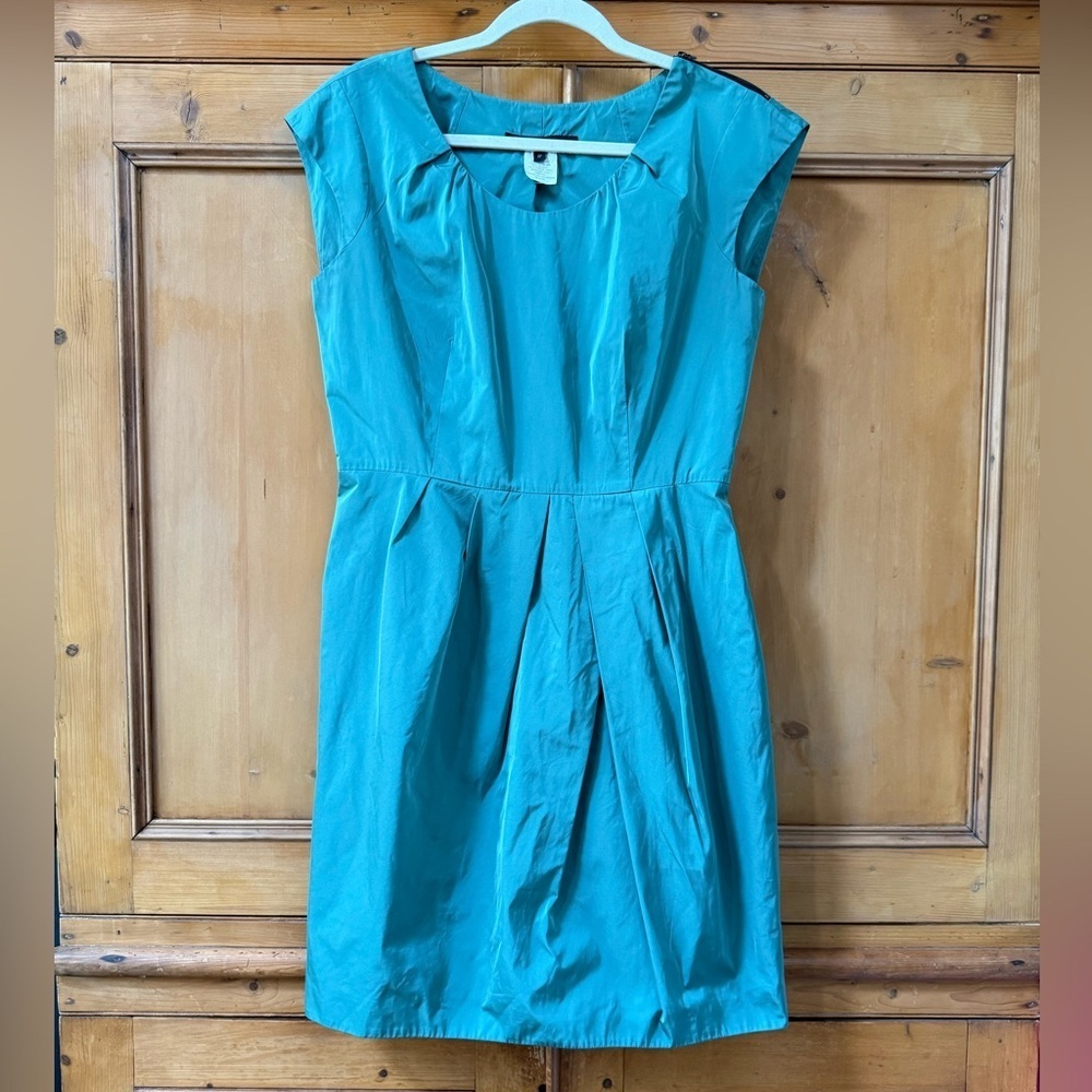Lida Baday Teal silk Mini dress light blue EUC